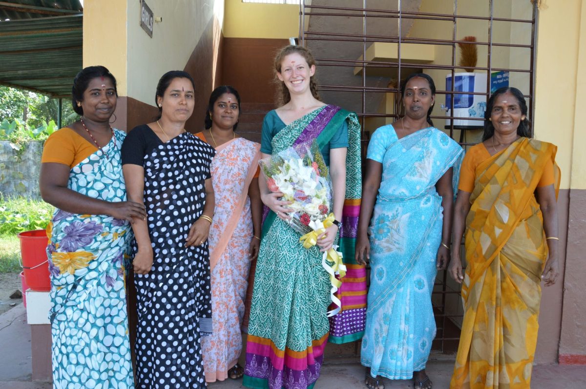 Career Break Volunteer in India wearing a saree on her last day