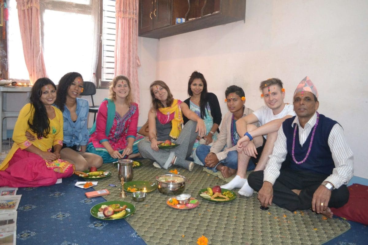 Career Break volunteers enjoying traditions in Nepal