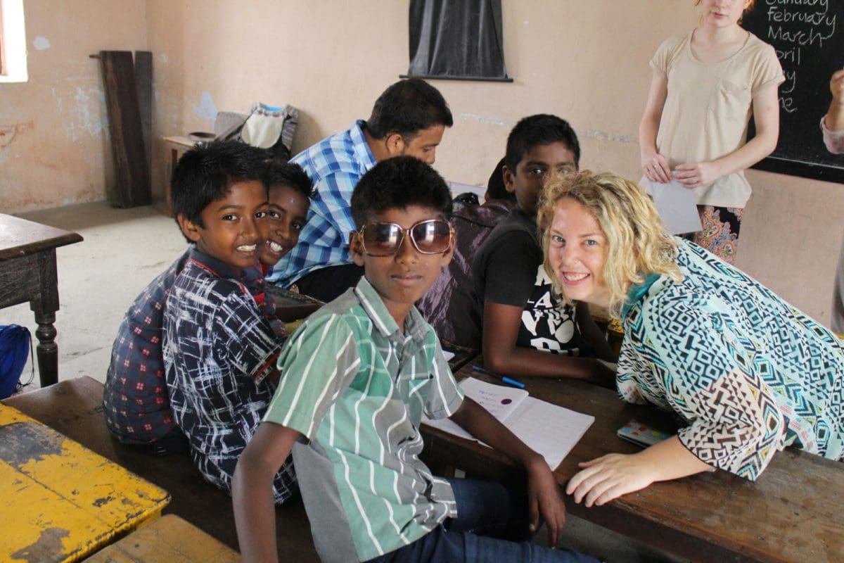 Intern in India with students