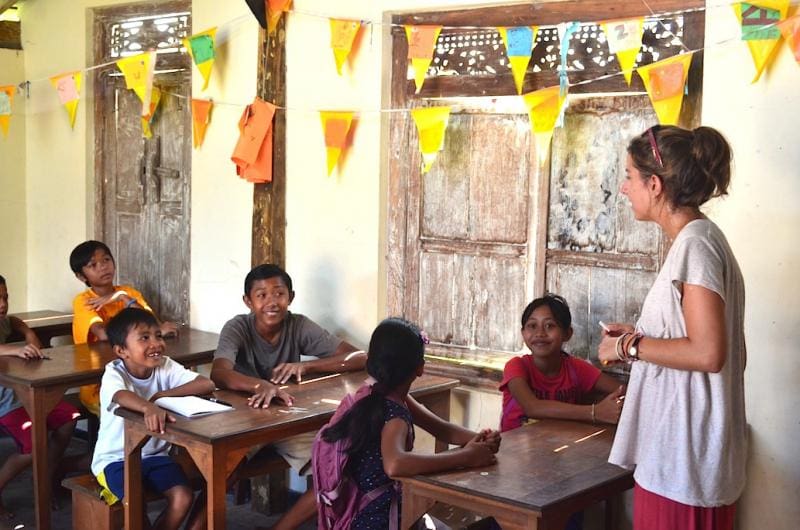 Teaching children in Cambodia
