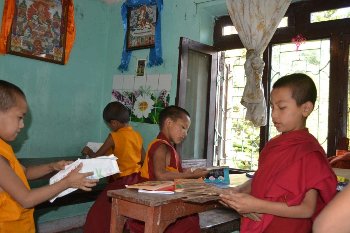 Buddhist Monk Children in their classroom