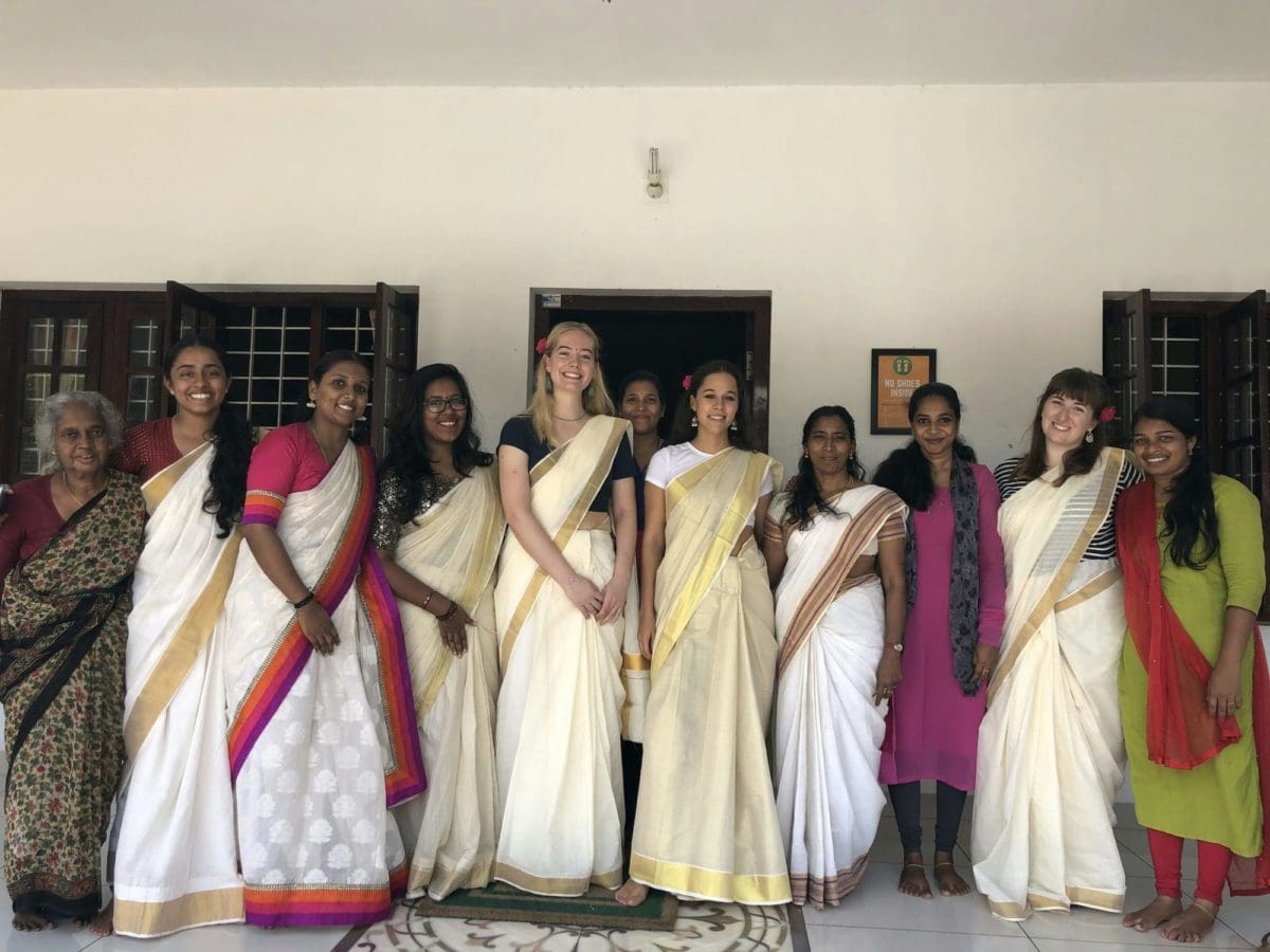Volunteers Dressed up in traditional Keralan sarees