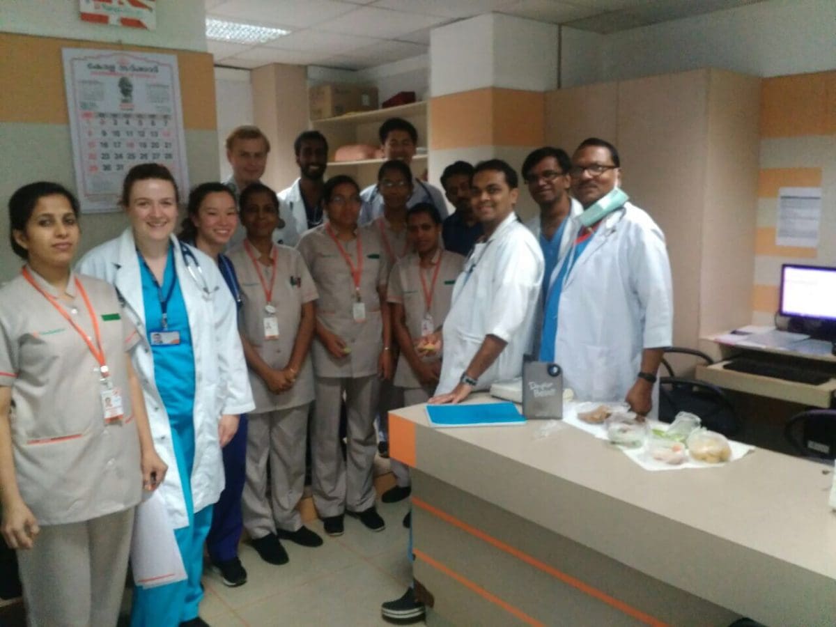 students with medical staff