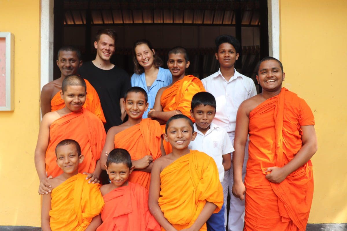 Sri Lanka buddhist monks and volunteers